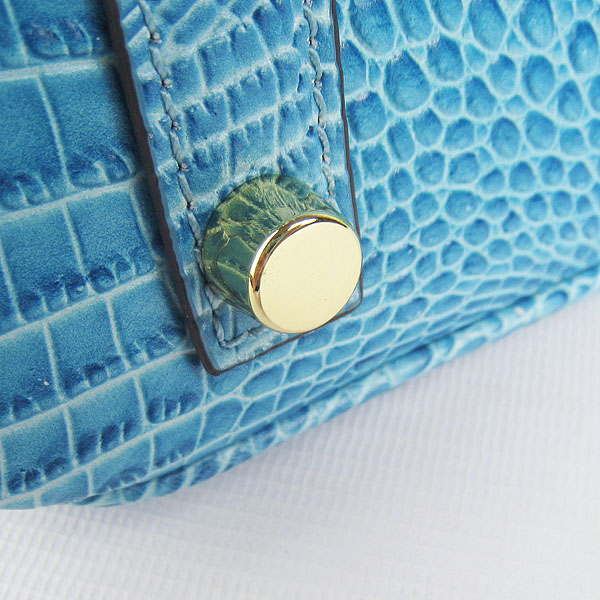 Replica Hermes Birkin 30CM Crocodile Head Veins Bag Light Blue 6088 On Sale